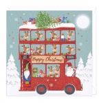 Santa On His Bus Christmas Card